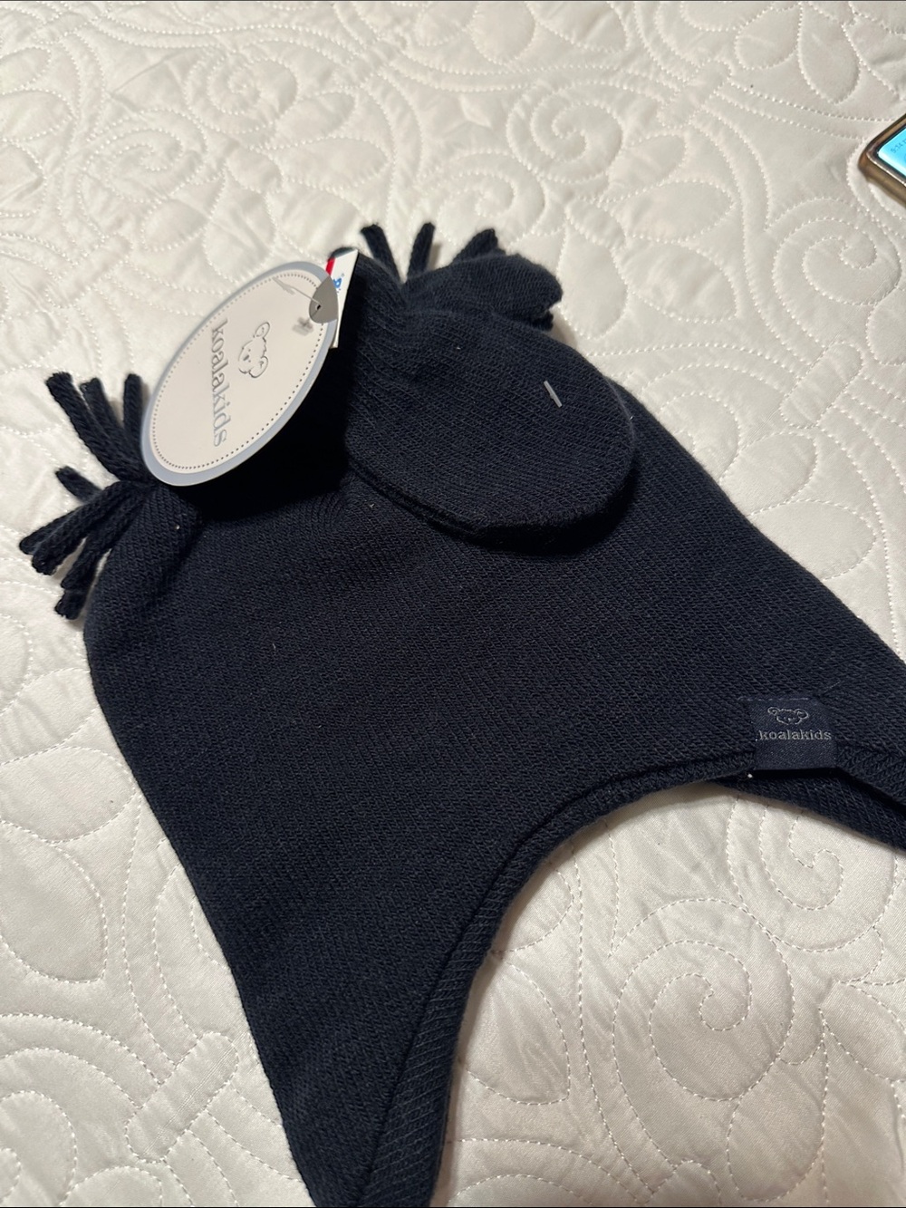 Koala Kids Navy Knit Earflap Hat with Tassels